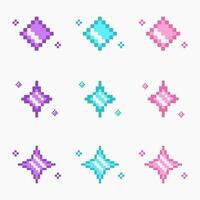 8 bit sparkling, sparkle star pixel art vector