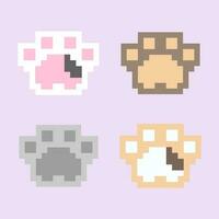 Paw pixel art, paw cat, adorable Kitten paw vector