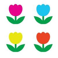 Colorful tulip blooms flat icon on white background vector