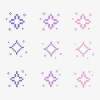 adorable sparkling pixel art, Sparkling pixel set, vector sparkling pixel set,