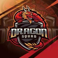 diseño de logotipo de mascota de esport de escuadrón de dragones vector