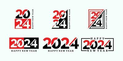 set of 2024 happy new year logo design vector