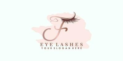 eye lash beauty logo design with letter concept vector