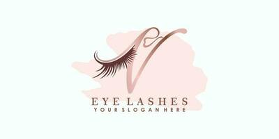 eye lash beauty logo design with letter concept vector