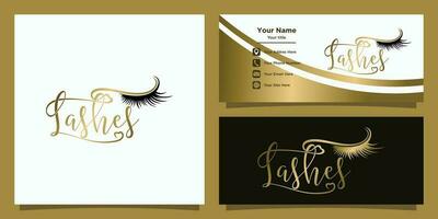 eye lashes logo design with elegant concept and id card vector