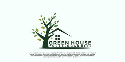 green house logo design with simple concept vector