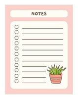 Cute to do list template with floral element. Funny design of daily planner, schedule or checklist. Perfect for planning, memo, notes and self-organization. Vector hand-drawn illustration.