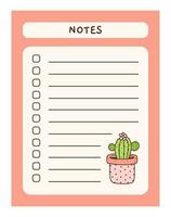 Cute to do list template with floral element. Funny design of daily planner, schedule or checklist. Perfect for planning, memo, notes and self-organization. Vector hand-drawn illustration.