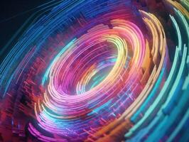 Colorful Swirling radial vortex background liquid translucent glass created with technology photo