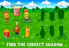 Find correct shadow of cartoon fast food character vector