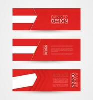 Set of three horizontal banners with flag of Austria. Web banner design template in color of Austria flag. vector