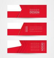 Set of three horizontal banners with flag of Poland. Web banner design template in color of Poland flag. vector