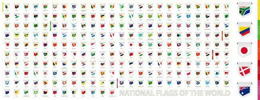 National flags of the World, label flag collection. vector