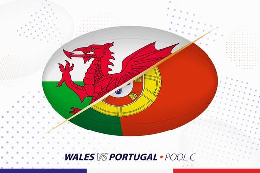 rugby partido Entre Gales y Portugal, concepto para rugby torneo. vector