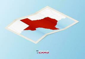 Folded paper map of Texas with neighboring countries in isometric style. vector