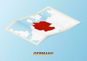 Folded paper map of Germany with neighboring countries in isometric style. vector