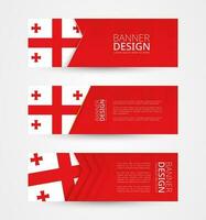 Set of three horizontal banners with flag of Georgia. Web banner design template in color of Georgia flag. vector