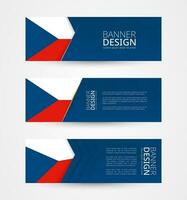 Set of three horizontal banners with flag of Czech Republic. Web banner design template in color of Czech Republic flag. vector