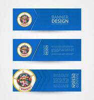 conjunto de Tres horizontal pancartas con nosotros estado bandera de Minnesota. web bandera diseño modelo en color de Minnesota bandera. vector