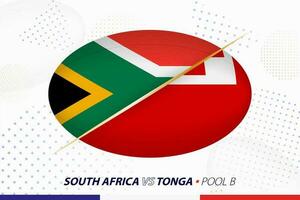 Rugby match between South Africa and Tonga, concept for rugby tournament. vector