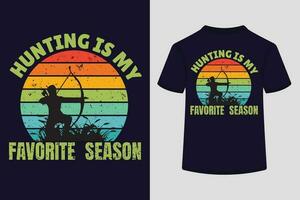 Hunting is my favorite season, Retro vintage striped circle, Typography t shirt design. vector