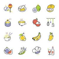 Pack of Organic Diet Sketchy Icons vector