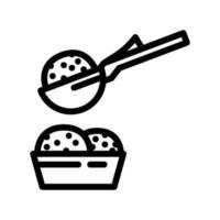 napolitano hielo crema cucharón comida bocadillo línea icono vector ilustración