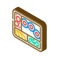 bento caja japonés comida isométrica icono vector ilustración