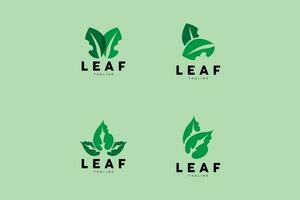 Green Leaf Logo, Ecology Natural Plant Vector, Nature Design, Illustration Template Icon vector