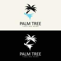 Coconut Tree Logo, Palm Tree Sunset Beach Vector, Elegant Minimalist Simple Design, Symbol Template Icon vector