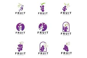 Grape Logo, Farm Fruit Vector, Fresh Purple Fruit Design, Grape Product Icon, Fruit Shop vector