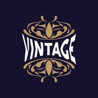 Decorative Typography Vintage Line Design, Vector Illustration, Luxury Label And Badge Ornament, Elegant Retro Style Ribbon