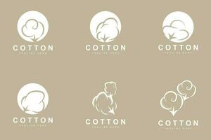 Cotton Logo, Soft Cotton Flower Design Vector Natural Organic Plants Apparel Materials And Beauty Textiles