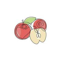 Apple logo. Vector Farm Fresh Sweet Red Fruit, Design With Simple Lines, Illustration Symbol