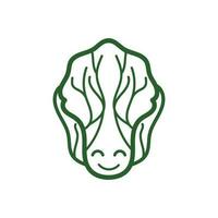 diseño del logotipo de kimchi, vector de comida tradicional coreana, ilustración del logotipo de verduras verdes de repollo, icono de la marca de la empresa