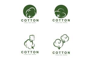 Cotton Logo, Soft Cotton Flower Design Vector Natural Organic Plants Apparel Materials And Beauty Textiles