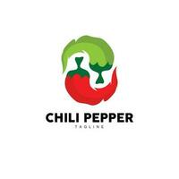 Chili Logo, And Spicy Red Chili, Garden Plants Vector, Silhouette Illustration Symbol vector