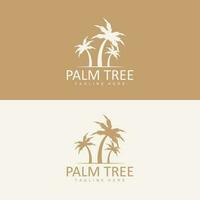 Coconut Tree Logo, Palm Tree Sunset Beach Vector, Elegant Minimalist Simple Design, Symbol Template Icon vector