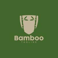 Bamboo Logo, Panda Food Green Plant Vector, Simple Minimalist Design, Illustration Element Template vector