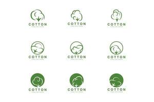 Cotton Logo, Soft Cotton Flower Design Vector Natural Organic Plants Apparel Materials And Beauty Textiles