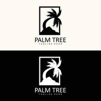 Coconut Tree Logo, Palm Tree Sunset Beach Vector, Elegant Minimalist Simple Design, Symbol Template Icon vector