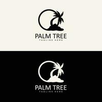 Coconut Tree Logo, Palm Tree Sunset Beach Vector, Elegant Minimalist Simple Design, Symbol Template Icon vector