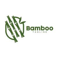 Bamboo Logo, Panda Food Green Plant Vector, Simple Minimalist Design, Illustration Element Template vector