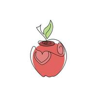 Apple logo. Vector Farm Fresh Sweet Red Fruit, Design With Simple Lines, Illustration Symbol