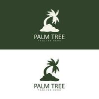 Coconut Tree Logo, Palm Tree Sunset Beach Vector, Elegant Minimalist Simple Design, Symbol Template Icon vector