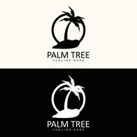 Coconut Tree Logo, Palm Tree Sunset Beach Vector, Elegant Minimalist Simple Design, Symbol Template Icon vector