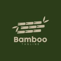 Bamboo Logo, Panda Food Green Plant Vector, Simple Minimalist Design, Illustration Element Template vector