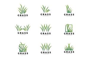 Green Grass Logo Design, Farm Landscape Illustration, Natural Scenery Vector