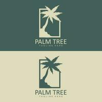 Coconut Tree Logo, Palm Tree Sunset Beach Vector, Elegant Minimalist Simple Design, Symbol Template Icon vector