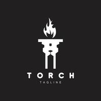 logotipo de antorcha, diseño de fuego, logotipo de carta, icono de marca de producto vector